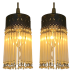 5 Beschikbaar ! Vintage Opaline Staafjes Hanglampen Kroonluchters thumbnail 1