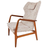 Vintage Bovenkamp Fauteuil Teakhout Roze Bruine Crème Stof