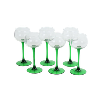 Set Van 6 Vintage Luminarc Elzas Wijnglazen Smalle Groene Voet