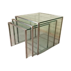 Vintage Glas En Chrome Mimiset Nesting Tables Bijzettafels thumbnail 1