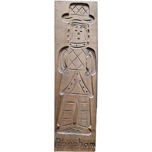 Handgestoken Vintage Speculaasplank Abraham 50 Cm