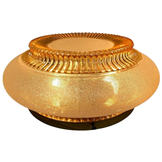 Vintage Plafondlamp Met Gouden Glazen Kap, Herda 1