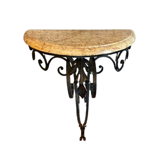 Side Table Wandtafel Muurtafel Smeedijzer Marmer Frans 1