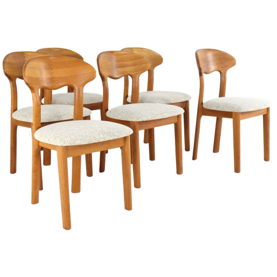 Set 6 Stoelen Eetkamerstoelen Juul Kristensen Deens Vintage Gestoffeerd 1