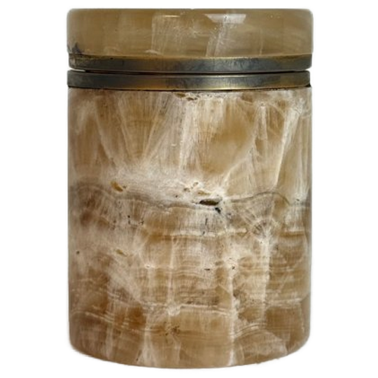 Vintage Cilindervormig Doos Van Beige Onyx 1