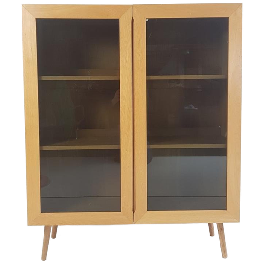 Vintage Deense Vitrinekast | Eiken Fineer | Oak Danish Glass 1