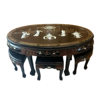 Chinese Chinoiserie Zwarte Parelmoer Koffietafel Salontafel