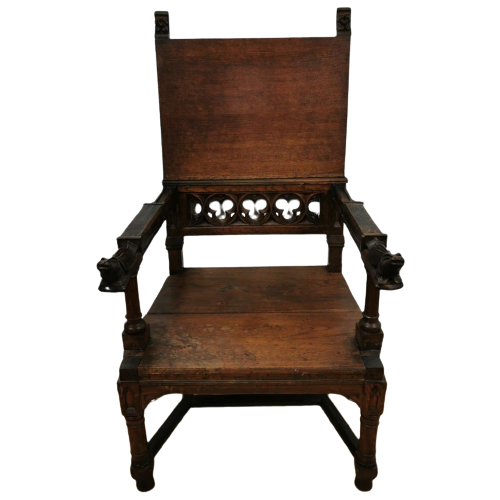 Antieke Wainscott Chair, Beschotstoel, Kasteelstoel, Stoel