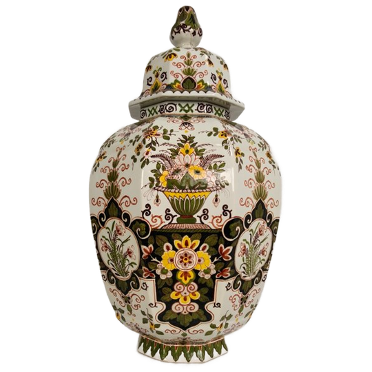 Makkum Tichelaar Lidded Pot, Hand-painted Porcelain – Dutch 1