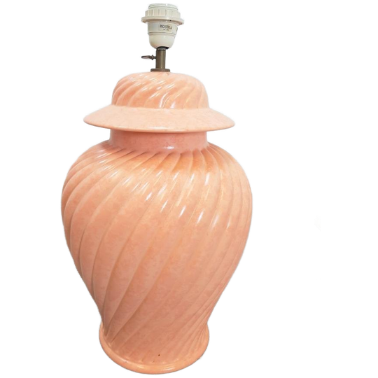 Vintage Kostka Tafellamp Keramiek France ´80 Pastel Roze 1