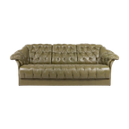 Chesterfield Style Green Leather Sofa From Skippers, Denmark thumbnail 1