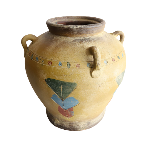 Grote Vintage Terracotta Pot Met 4 Oren, Jaren '80