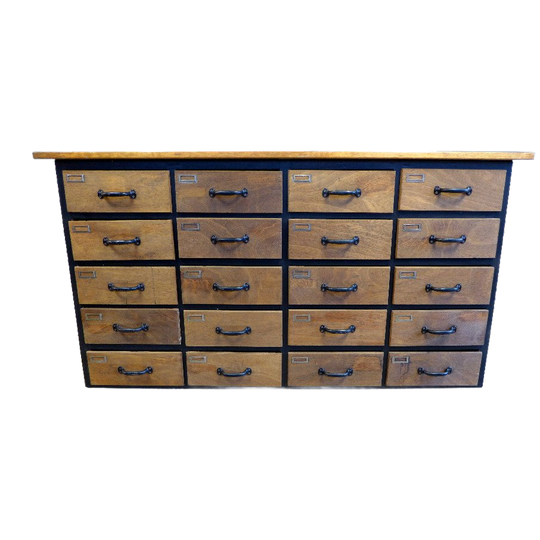 Prachtige Industriele Vintage Toonbank Ladekast 1
