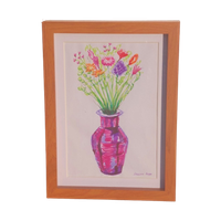 Origineel Tekening Watercolour Brush Pens. Paars, Roze Schilderij