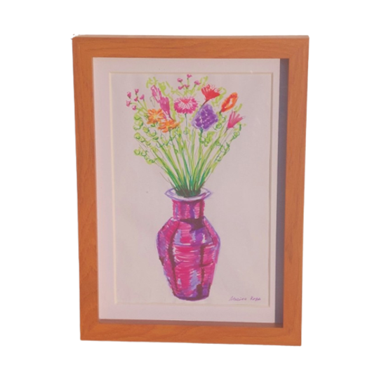 Origineel Tekening Watercolour Brush Pens. Paars, Roze Schilderij 1