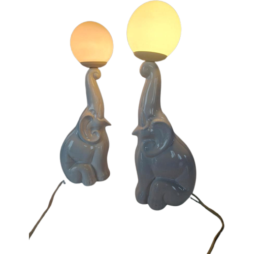 2 Vintage Olifant Lampen Art Deco Revival Keramiek.