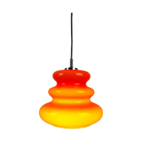 1 Of 2 Orange Glass Pendant Light By Peill And Putzler 1960