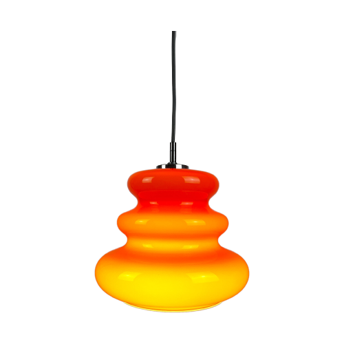 1 Of 2 Orange Glass Pendant Light By Peill And Putzler 1960