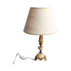Vintage Onyx Bronzen Lamp Met Kap, Italie Jaren '50 thumbnail 1