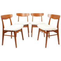 4 Vintage Deense Farstrup Stoelen Nieuw Gestoffeerd Pluche