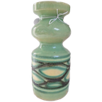 Vintage Aardewerk Vaas, Groen Met Zwart En Geel, Seventies thumbnail 1