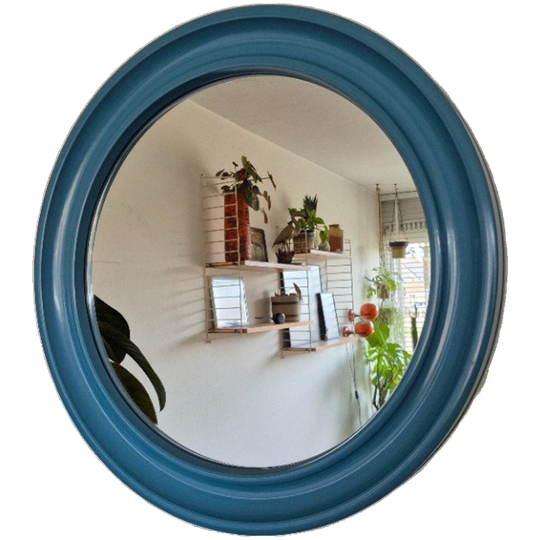 Carrara & Matta Spiegel. Vintage Xl Ronde Spiegel Blauw. 1