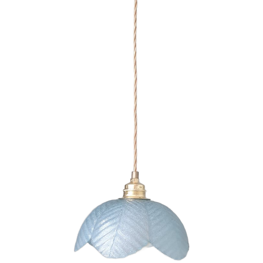 Vintage Franse Glazen Hanglamp In Bloem-bladvorm 1