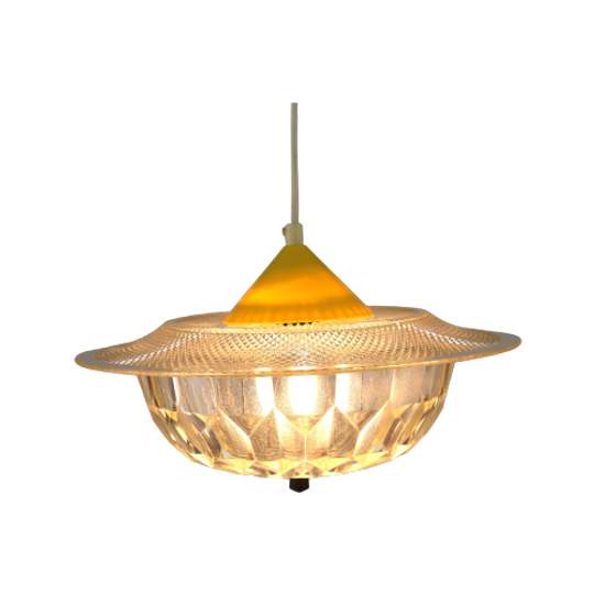 Zeldzame Kunststof Retrolamp Met Geel Tintje - 1970 1