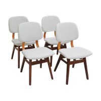 4X Vintage Eetkamerstoelen - Jaren '60, Wit, Crème | 01128