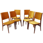 Vintage Deense Stoelen | 6 Oker Gele Stoelen Teak Danish thumbnail 1