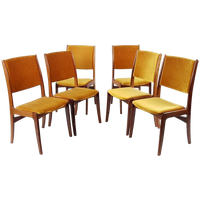 Vintage Deense Stoelen | 6 Oker Gele Stoelen Teak Danish