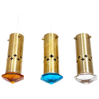 3 Zeldzame Mid Century Helmer Andersson Voor Örsjö Hanglampen - Messing En Gekleurd Glas