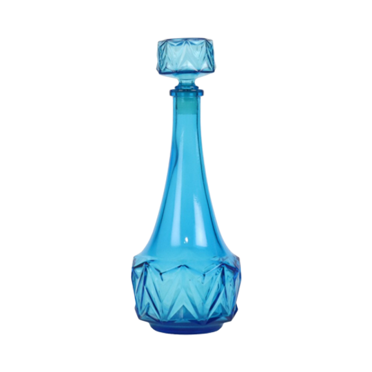 Vintage Kobalt Blauwe Karaf 0,5l Glas Made In Belgium 1