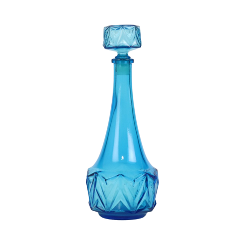 Vintage Kobalt Blauwe Karaf 0,5L Glas Made In Belgium