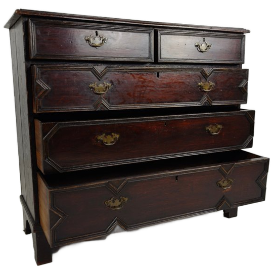 English Geometric-panelled Oak Chest Of Drawers, Circa 1680 1
