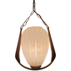 Vintage Scandinavische Teak En Glas Hanglamp. thumbnail 1