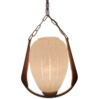 Vintage Scandinavische Teak En Glas Hanglamp.