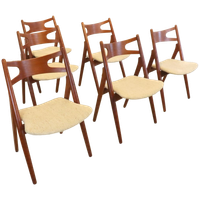 Set 6 Hans Wegner Carl Hansen Ch29 Stoelen Vintage Deens Sawbuck