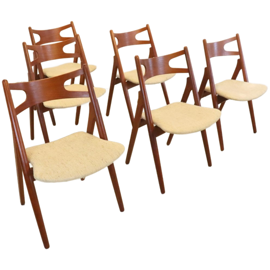 Set 6 Hans Wegner Carl Hansen Ch29 Stoelen Vintage Deens Sawbuck 1