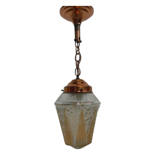 Vintage Hanglamp Met Glazen Kap