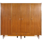 Vintage Mid Century 4-deurs Teak Kledingkast, 1960s thumbnail 1