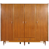 Vintage Mid Century 4-deurs Teak Kledingkast, 1960s