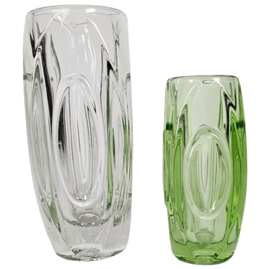 Sklo Union - Ontwerp Rudolf Schroter - 2 X 'bullet Vase' - 3e Kwart 20e Eeuw 1