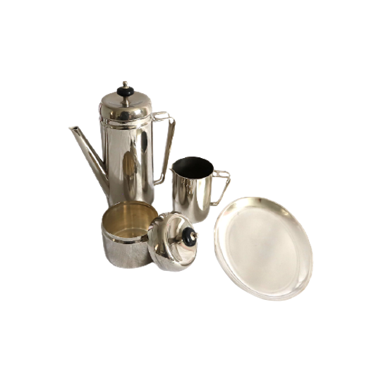 Art Deco Sbs Koffie- Of Theeservies 4 -delig Verzilverd, Begin 20e Eeuw | Kerst 1