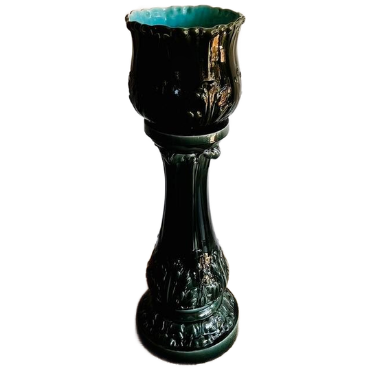 Franse Art Nouveau Piedestal Zuil Met Bloempot Vintage 1