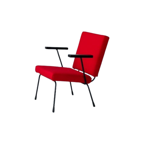 Gispen 1401 Fauteuil Wim Rietveld Vintage Armstoel Rood