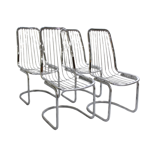 4X Vintage Eetkamerstoelen, Draadstoelen Gastone Rinaldi - Italiaans Design | 01028
