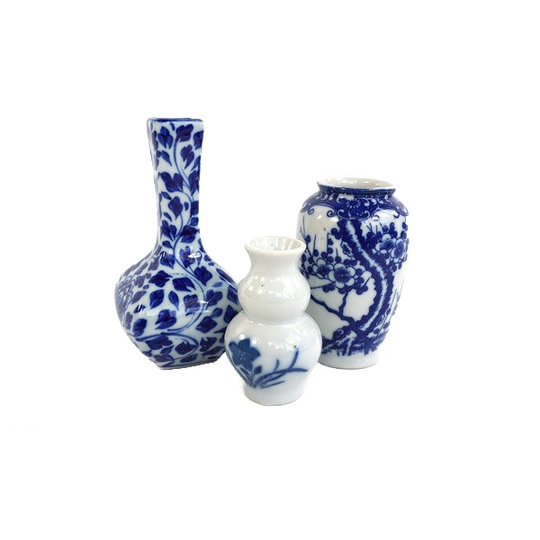 3 Vaasjes Mini Blauw-wit Aziatisch 1