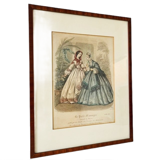 Antieke Ingelijste Franse Modeprent 1862 1