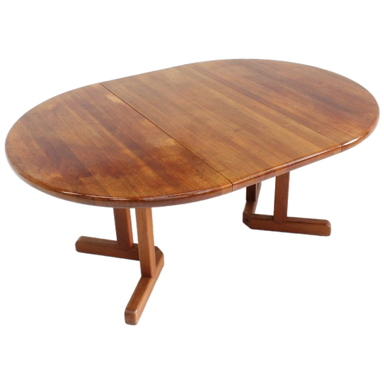 Vintage Deense Ronde Uitschuifbare Eettafel Tafel Massief Teak 1